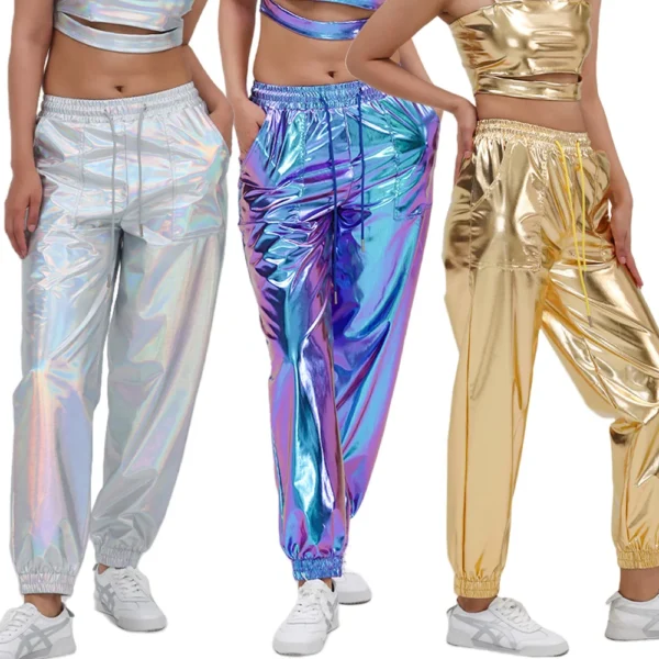 Pantalones Brillantes de Hip Hop para Mujer – Estilo y Comodidad en Cada Movimiento