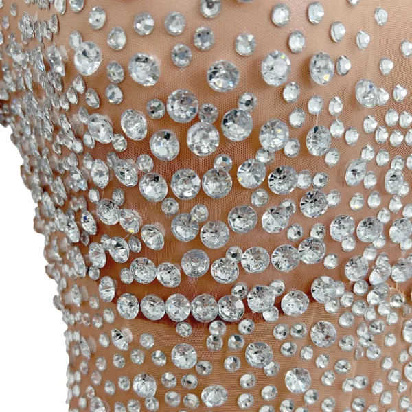 Mono de Malla Transparente con Diamantes de Imitación Brillantes para Mujer – Glamour y Elegancia para Cada Actuación - Imagen 5