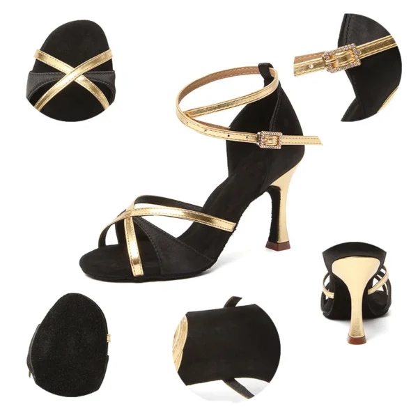 Bellos Zapatos de Salsa con Suela de Ante Suave - Control y Giros Fluidos para la Pista - Imagen 6