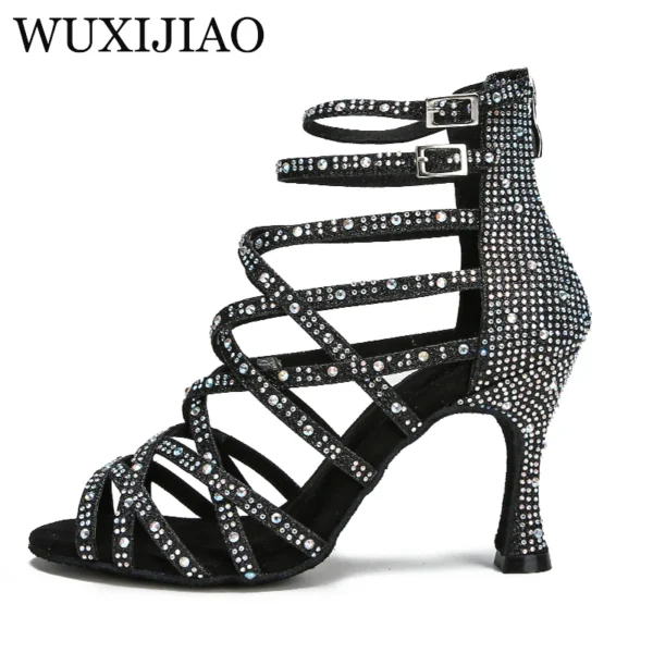 Elegantes zapatos de baile latino con diamante de diseño único - Imagen 6