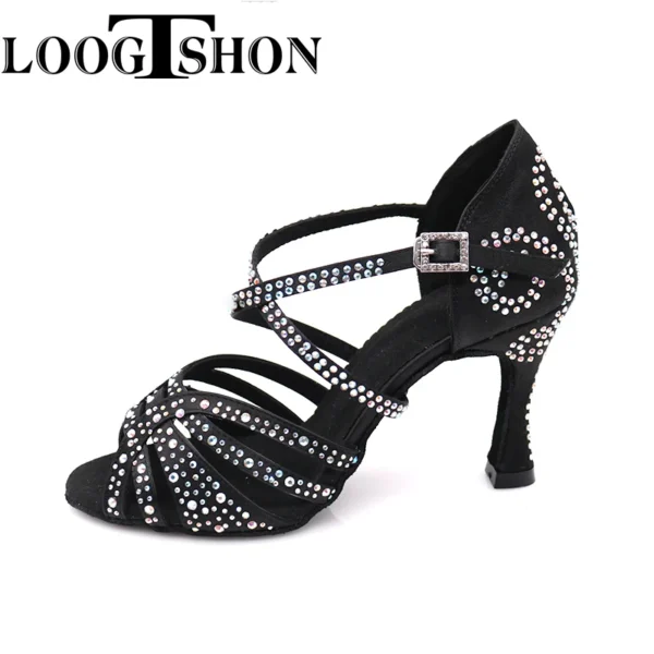 Zapatos de Baile Latino Profesionales con Pedrería - Rendimiento y Brillo para la Pista - Imagen 4