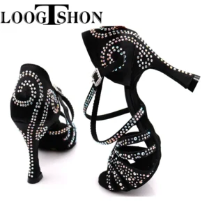 Zapatos de Baile Latino Profesionales con Pedrería - Rendimiento y Brillo para la Pista