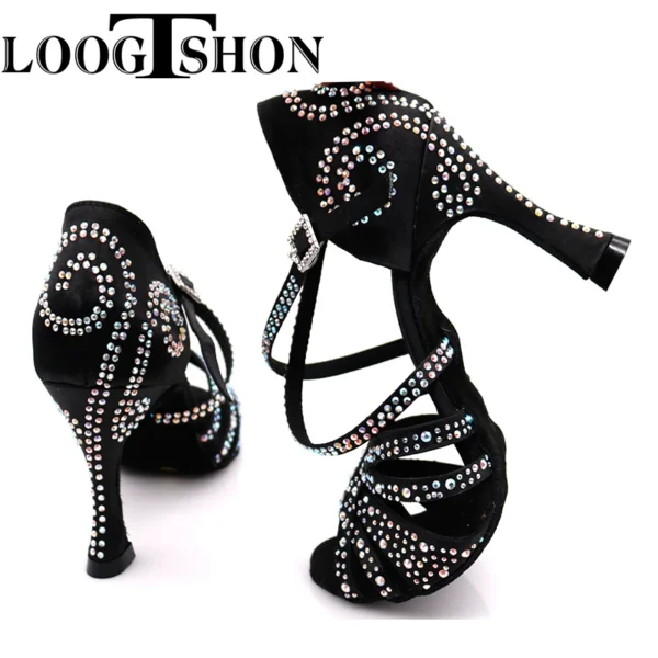 Zapatos de Baile Latino Profesionales con Pedrería - Rendimiento y Brillo para la Pista
