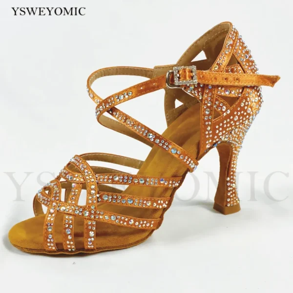 Zapatos de Baile Latino de Bachata para Mujer - Tacón Alto y Suela de Gamuza - Imagen 3