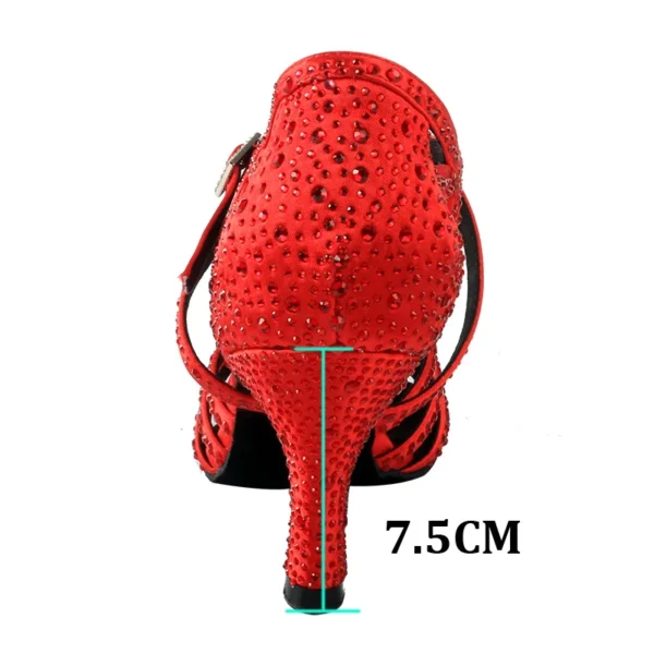 Zapatos de Baile de Satén Rojo - Tacón Cubano para Salsa, Bachata y Shows. - Imagen 4
