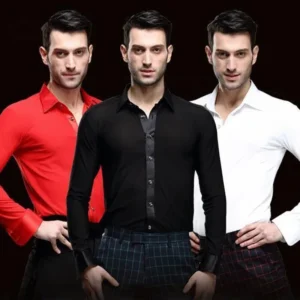 Camisa de Baile Blanca de Competición para Hombre - Rendimiento y Elegancia Profesional