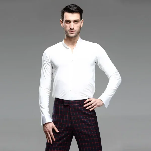 Camisa de Baile Blanca de Competición para Hombre - Rendimiento y Elegancia Profesional - Imagen 2