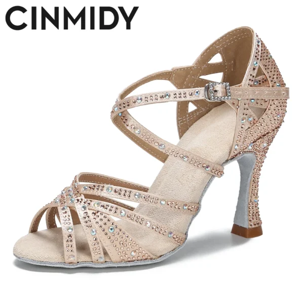Zapatos de Baile Verdes con Pedrería - Estilo Único para Salsa y Bachata - Imagen 2