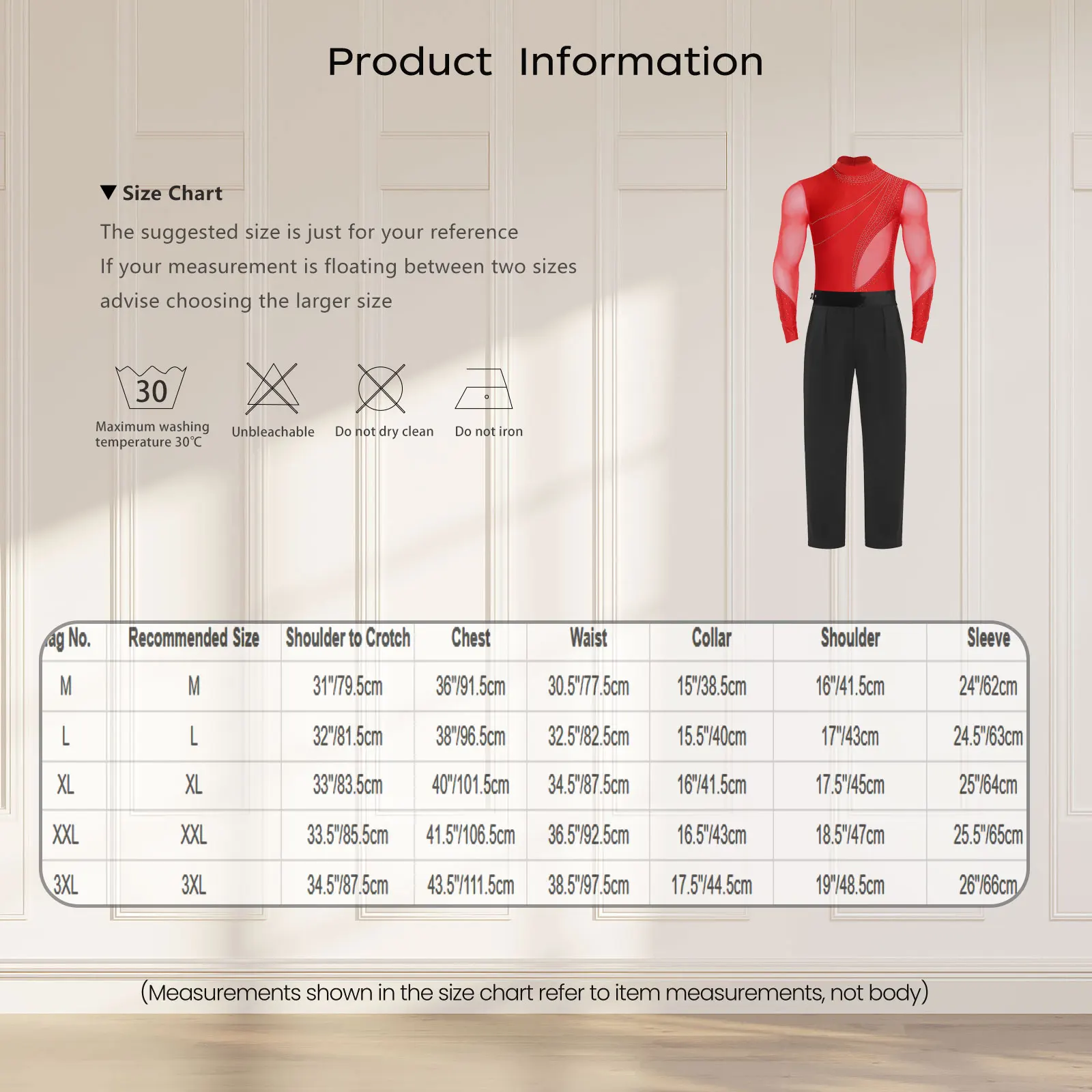 Conjunto de Baile Latino para Hombre | Leotardo de Malla con Diamantes y Pantalones de Gala - Imagen 3