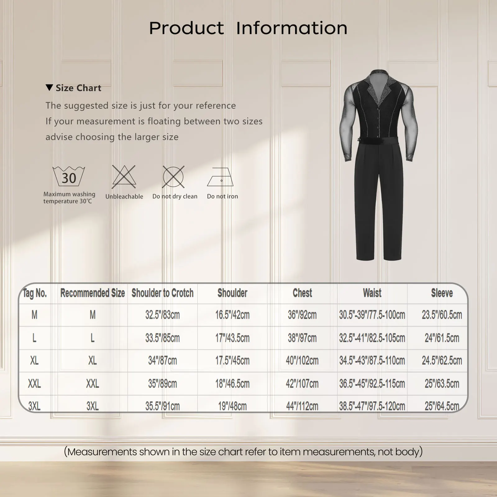 Conjunto de Baile Latino para Hombre | Leotardo de Malla con Diamantes y Pantalones de Gala - Imagen 6